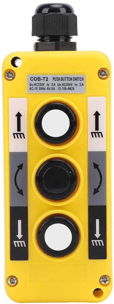 Allecto - Takelkraan Drukknopschakelaar - 3-knops Hijsbesturingssysteem - IP68 Noodstop - Voor Kraan en Takel - Industrieel en Veilig - Efficiënte ...