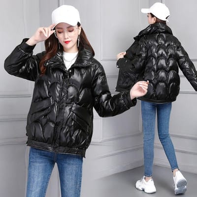 Mode Trendy Donskatoen Jas Dames Koreaanse Stijl Kort Licht Dun Los Dik Warm Glanzende Jas XXL