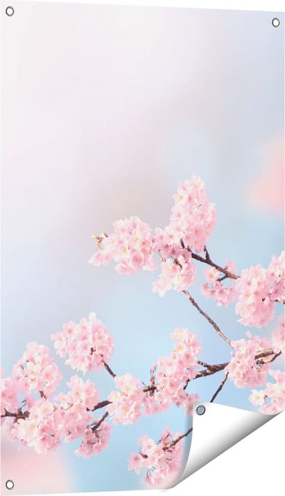 Gards Tuinposter Roze Bloesem Bloemen - 60x90 cm - Tuindoek - Tuindecoratie - Wanddecoratie buiten - Tuinschilderij