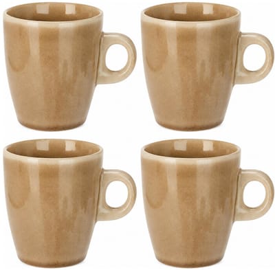 Siaki Koffiemok / theemok Faye - beige - set 4x - 220 ml - mokken - kerammiek - tas