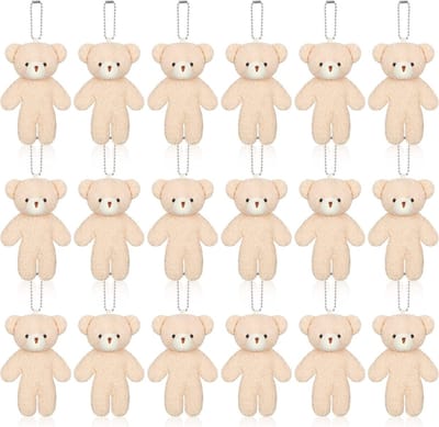 Mini Bear Sleutelhangers - 18 Stuks - 12 cm Pluche Beren - Perfect voor Verjaardag, Trouwerij en Kerstdecoratie