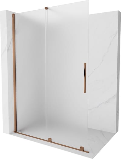 Mexen Velar douchewand schuifbaar Walk-in 130 x 200 , matglas 8 mm, roze goud - 871-130-000-33-60