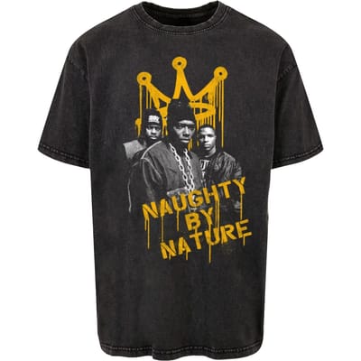 Merchcode - Drip Crown Acid Washed Oversize Heren Tshirt - M - Zwart