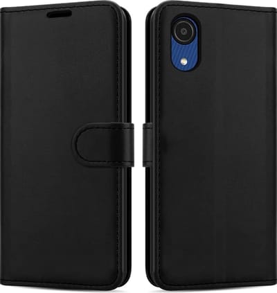 Samsung A03 Core hoesje bookcase Zwart - Samsung Galaxy A03 Core wallet case portemonnee hoesje - A03 Core Hoes met Pasjeshouder cover