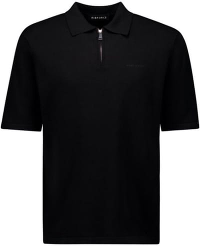 Knitted Zip Polo Heren True Black M