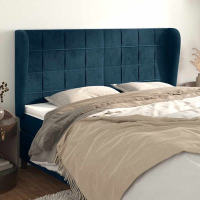 vidaXL - Hoofdbord - met - randen - 183x23x118/128 - cm - fluweel - donkerblauw