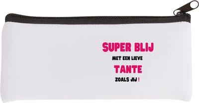 Akyol - super blij met een lieve tante zoals jij Etui - Tante - de liefste tante - verjaardag - cadeautje voor tante - tante artikelen - kado - geschenk - 20 bij 9 cm
