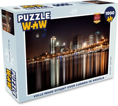Puzzel Volle maan schijnt over Luanda in Angola - Legpuzzel - Puzzel 1000 stukjes volwassenen