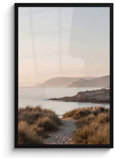 Poster in lijst - Fotolijst 60x90 cm - Posters - Landschap - Kust - Duinen - Posterlijst zwart - Decoratie - Wanddecoratie woonkamer - Muurdecoratie slaapkamer