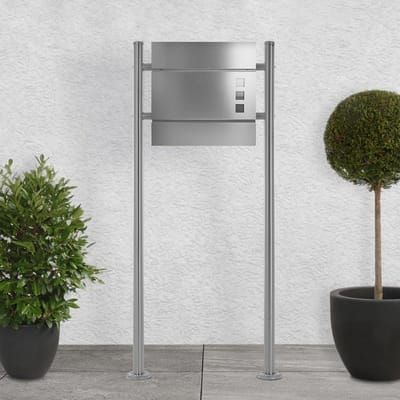 Staande Brievenbus - Brievenbus met Paal - Post Ontvangen - Met Krantenrol - 120 cm Hoog - Zilver Mat