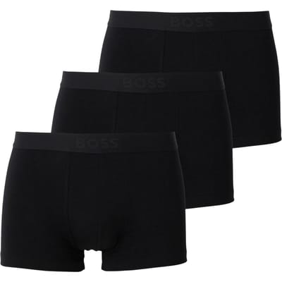 Boss Boxershorts met logo voor heren (set van 3) (Zwart)
