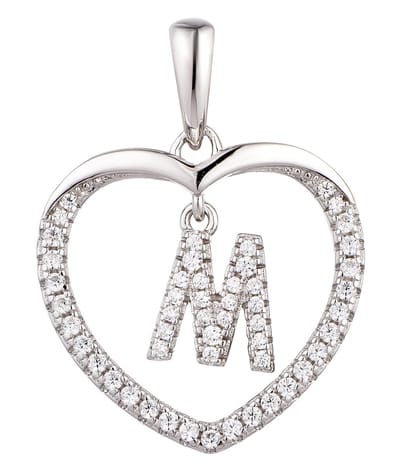 N3 Collecties 925 Hartje zilver Ketting met Hanger -Letter M