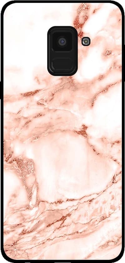 Smartphonica Telefoonhoesje voor Samsung Galaxy A8 2018 marmer look - backcover marmer hoesje - Wit Rosé Goud geschikt voor Samsung Galaxy A8 2018