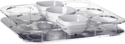 Marine Business Party Dienblad met Houder voor 6 Glazen en 3 Schaaltjes 34 x 34 cm