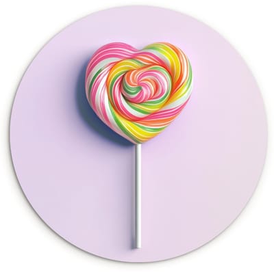 WallCircle® Wandcirkel 90x90 cm - Muurcirkel Hart - Lolly - Snoep - Muurdecoratie woonkamer - Wanddecoratie keuken - Kamer decoratie accessoires - Ronde schilderijen