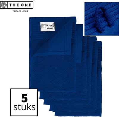 The One Towelling Classic Gastendoeken - 30 x 50 cm - 5 Stuks - Voordeelverpakking - Hoge vochtopname - 100% Zacht katoen - Koningsblauw
