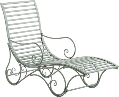CLP Amiens Tuinstoel - ligstoel - tuin - buiten - hoge rug - metalen frame - antiek/groen