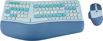 Ergonomisch Draadloos Toetsenbord en Muis Combo – 2.4G Stil Toetsenbord met Palmsteun – Draadloze Bureauset voor Laptop, PC, Kantoor, Thuiswerken & Gaming
