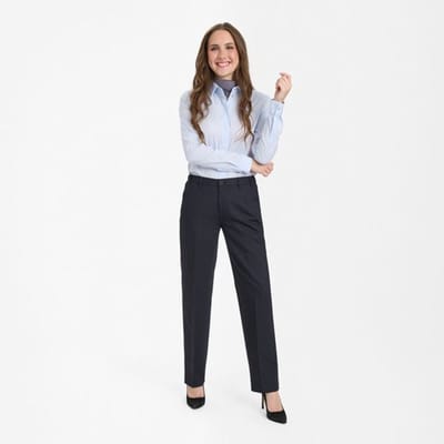 Sunwill 641 Dames stijlvolle comfortabele stretch broek pantalon | Dark navy | Maat 52 - lengte 80