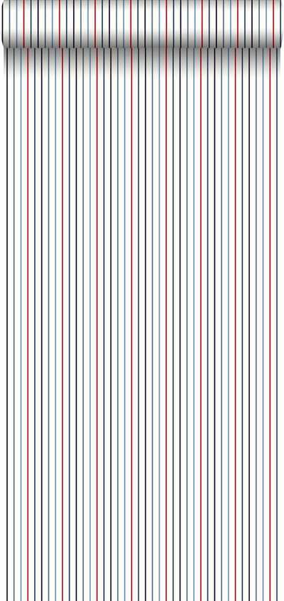 ESTAhome behang strepen blauw en rood - 53 cm x 10.05 m - 137308
