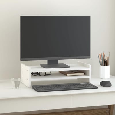 vidaXL - Monitorstandaard - 50x27x15 - cm - massief - grenenhout - wit