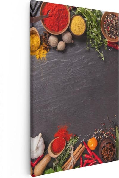 Artaza Canvas Schilderij Stilleven Keuken - 20x30 cm - Klein - Wanddecoratie Kruiden - Muurdecoratie Specerijen - Kamer Accessoires