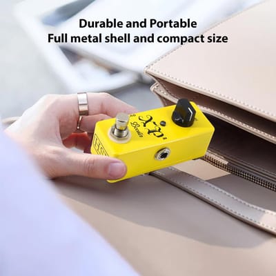 Pédale Booster d'XP pour Guitare Pédale d'Effets pour Guitare Électrique True Bypass Coque en Alliage de Zinc Interface d'Entrée/Sortie DC 9V 6,35 mm jaune