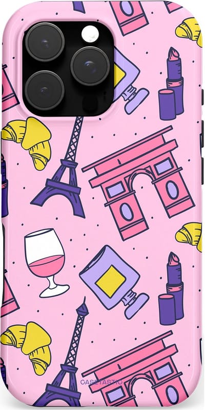 Casetastic hoesje geschikt voor Apple iPhone 16 Pro - MagSafe - Dubbellaagse bescherming - Trip to Paris - Fashion Case - Lichtroze Lila
