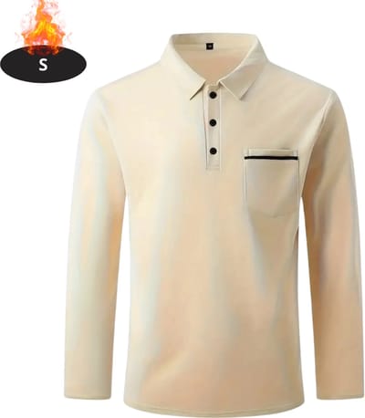 Livano Poloshirt Heren - T-Shirt Heren - Shirt - Overhemd - Polo Shirt Lange Mouwen - Khaki - S