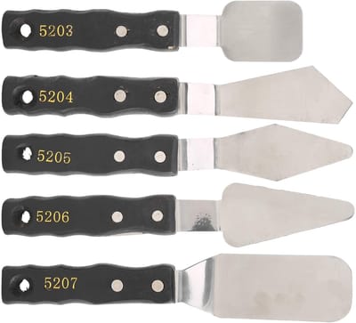 Dailygoods- Paletmessen Set van 5 - Schilder Gereedschap voor Olie/Acrylverf - Meng- en Verspreid Mes - Professioneel en Hobbygebruik - Inclusief 5203/5204/5205/5206/52057 Type - Schildergereedschap