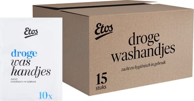Etos Droge Washandjes - 15 x 10 stuks - voordeelverpakking