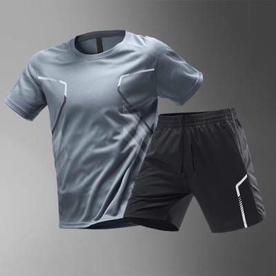 Heren Sneldrogend Korte Mouwen Shorts Pak Sportkleding Heren Vrije Tijd Sport Hardlopen Fitness T-shirt Shorts Set Heren L