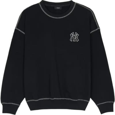 Sweatshirt à col rond surdimensionné MLB New York Yankees Logo Coopers Mega Coupe ample Confortable Unisexe Noir 3AMTB0251-50BKS L gray