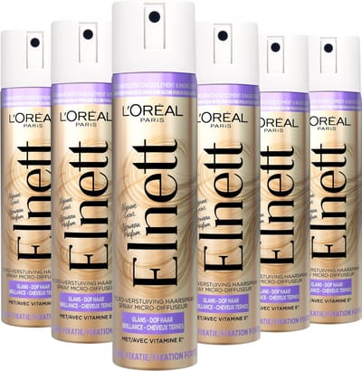 L'Oréal Paris Elnett Shine Sterke Fixatie Haarspray - Voor dof haar - Met Vitamine E - 6x 75ML