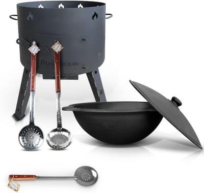 Gietijzeren Dutch Oven met Deksel (22L) - Ideaal voor Buiten Koken, Kampvuur en Stoofpotten