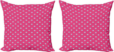 ABAKUHAUS Decoratieve kussenhoezen in blauw en roze, set van 2, vintage sterr 60x60 cm, roze en lichtblauw