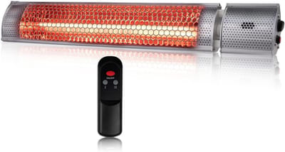 VH Supplies® Terrasverwarmer Elektrisch - Infrarood Verwarming - Heater voor Buiten - 2000W - 2 Standen - 68B x 10H x 7D cm