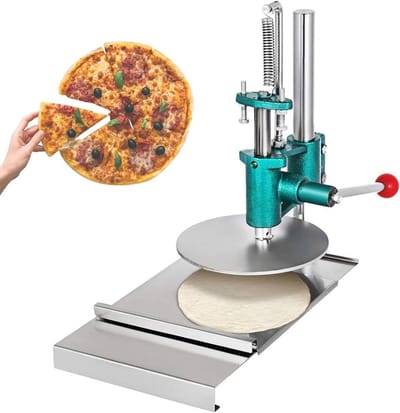 Deegpers Machine - Pizza Tortilla - Snel Deeg Vormen - Verstelbare Dikte - 13cm - Zilver