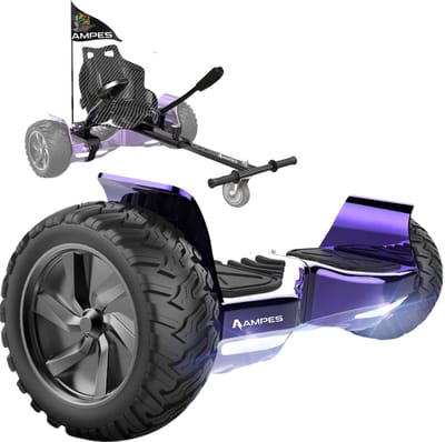 Ampes Hoverboard - Off Road Hoverboard - Bluetooth Speaker - 36V 4.0 Ah Accu - Oxboard - 15 km/h - UL2272 Gecertificeerd - LED Verlichting - Anti lek banden - Belastbaar tot 120KG - 8.5 Inch - Inclusief Draagtas - 800W - Paars + Hoverkart Carbon