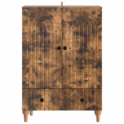 vidaXL - Dressoir - Gerookt - eiken - 66 - x - 34,5 - x - 95 - cm - Bewerkt - hout