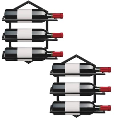 Wandmontage Wijnrek 2-pack Zwart Metaal - Ruimtebesparende Wijnopslag voor Keuken en Eetkamer