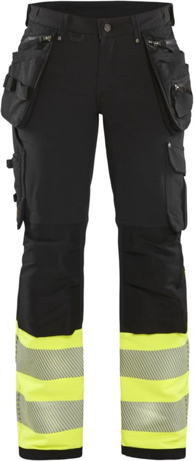 Blaklader Dames High Vis 4-weg stretch werkbroek 7193-1642 - Zwart/High Vis Geel - C46