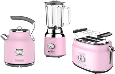 Westinghouse Retro 3-delige Set – Waterkoker 1,7L + Broodrooster 2 Sneden + Blender 1,5L – Roze