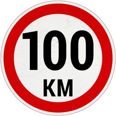 100 km bord | Sign Again materiaal | 10 cm