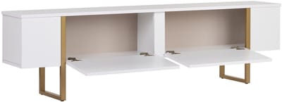 Asir - TV-standaard - Wit, Goud - 100% met melamine gecoat spaanplaat - 39 x 190 x 10 cm
