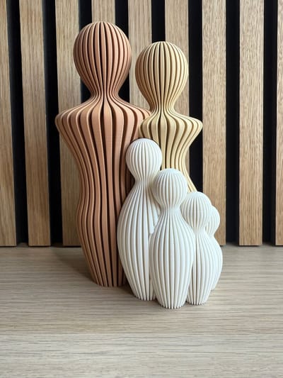 Gezin met 4 kinderen - Japandi Style - Interieur - Familie - Moederdag tip! - Ouders - Family - Statue - Ornament - Biological plastic - PLA - 3D geprint - Modern interieur - 22 cm - JM Woods