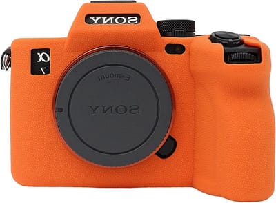 Beschermhoes voor Sony A7R V/A7M5 Digitale Camera - Zachte Siliconen Case met Verbeterde Grip en Antikras Bescherming, Oranje
