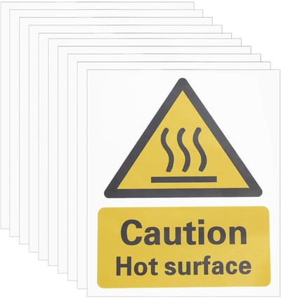 Dailygoods- Waarschuwingsstickers 10 Stuks - Heet Oppervlak Sticker - Zelfklevende Sticker - Duurzaam Vinyl - 11cm x 9cm - Eenvoudig te Installeren - Waarschuwingslabels