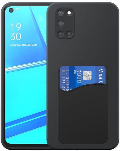 Geschikt voor Oppo A52 / A72 4G Telefoonhoesje met Siliconen Pasjeshouder - Flexible Back Cover Case Siliconen TPU with Silicone Cardslot - Zwart - Smartphonica geschikt voor Oppo A52;Oppo A72 4G