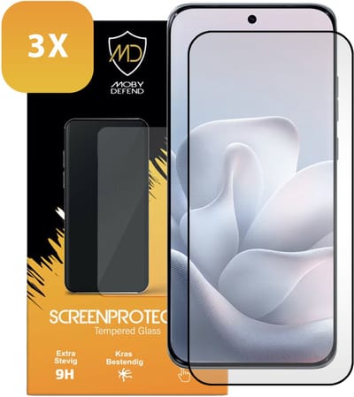 3-Pack MobyDefend Screenprotectors - Geschikt voor Motorola Edge 70 Fusion - Screensavers Met Zwarte Randen - Gehard Glas